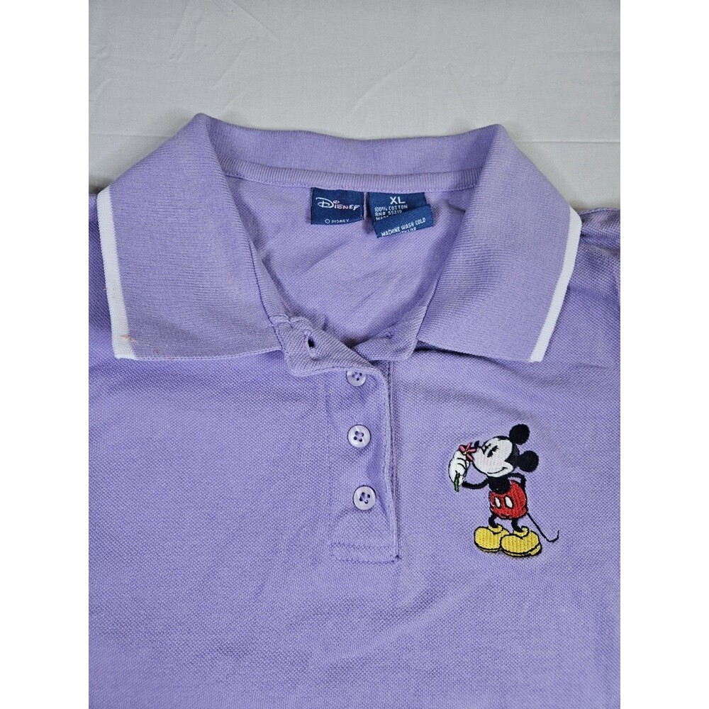 Disney Shirt Women's Sz XL Blue MUCKEY MOUSE Sleeveless Polo Embroidered Vintage